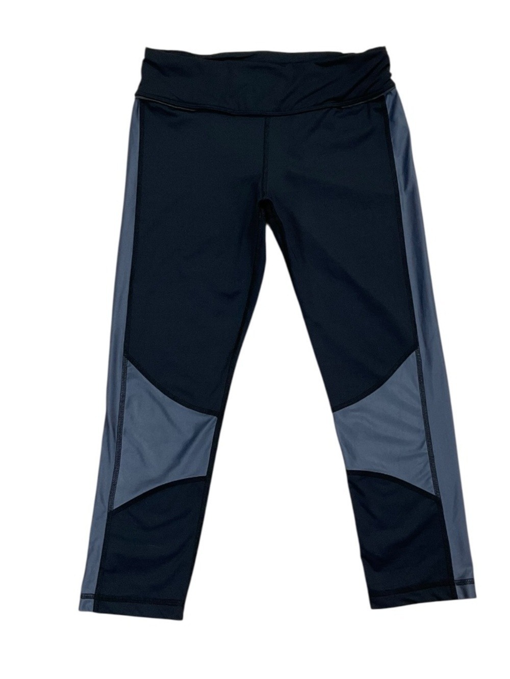 ALALA Black Slate Blue Colorblock Cropped Leggings Size Small